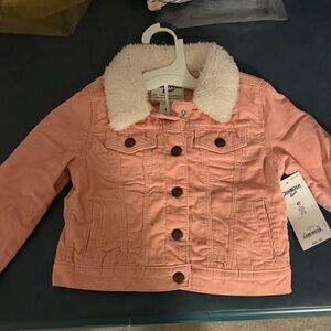 Oshkosh pink cord jacket with fleece collar